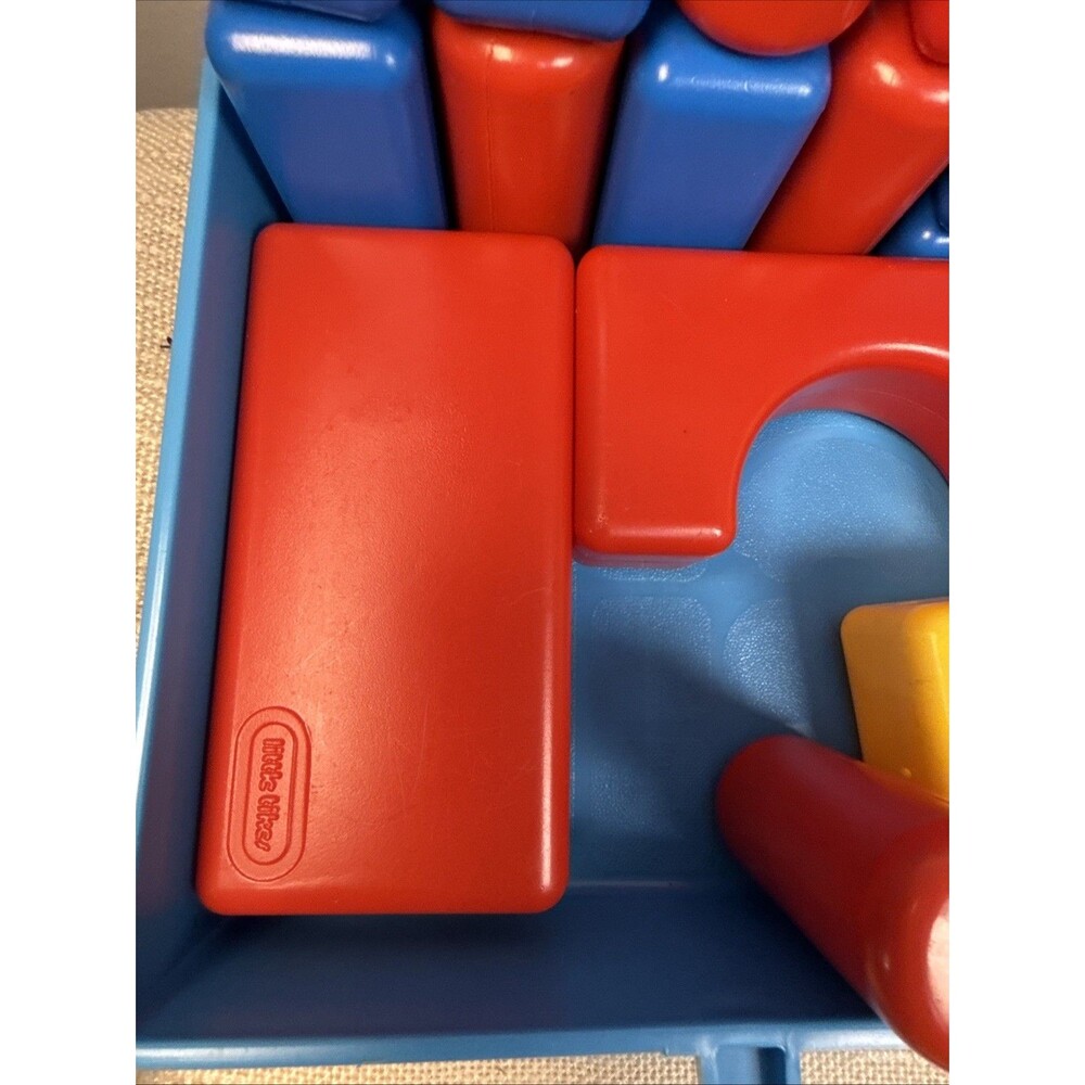 Vtg Little Tikes Carry-A-Long Building Block Case With Blocks 20 Blocks & 1 Car - Picture 10 of 14